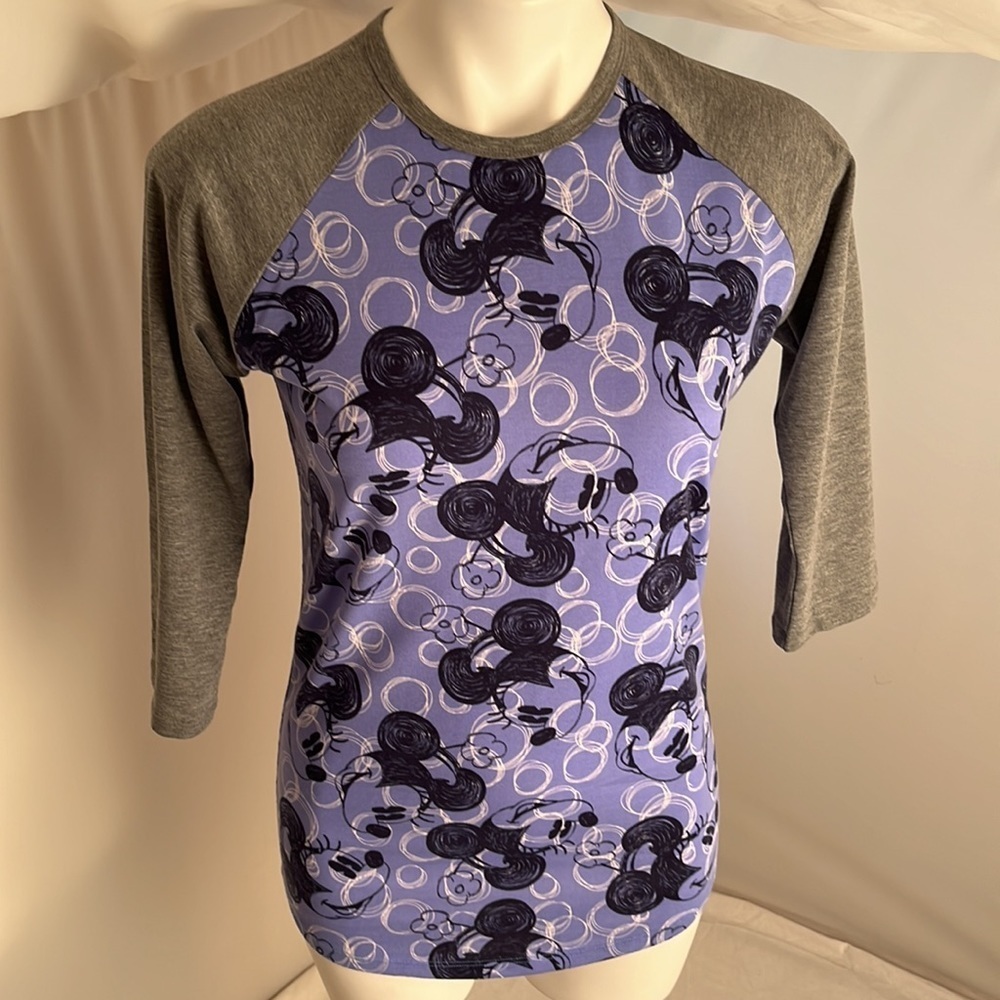 LuLaRoe x Disney Randy Minnie Mouse three quarter sleeve gray and purple…